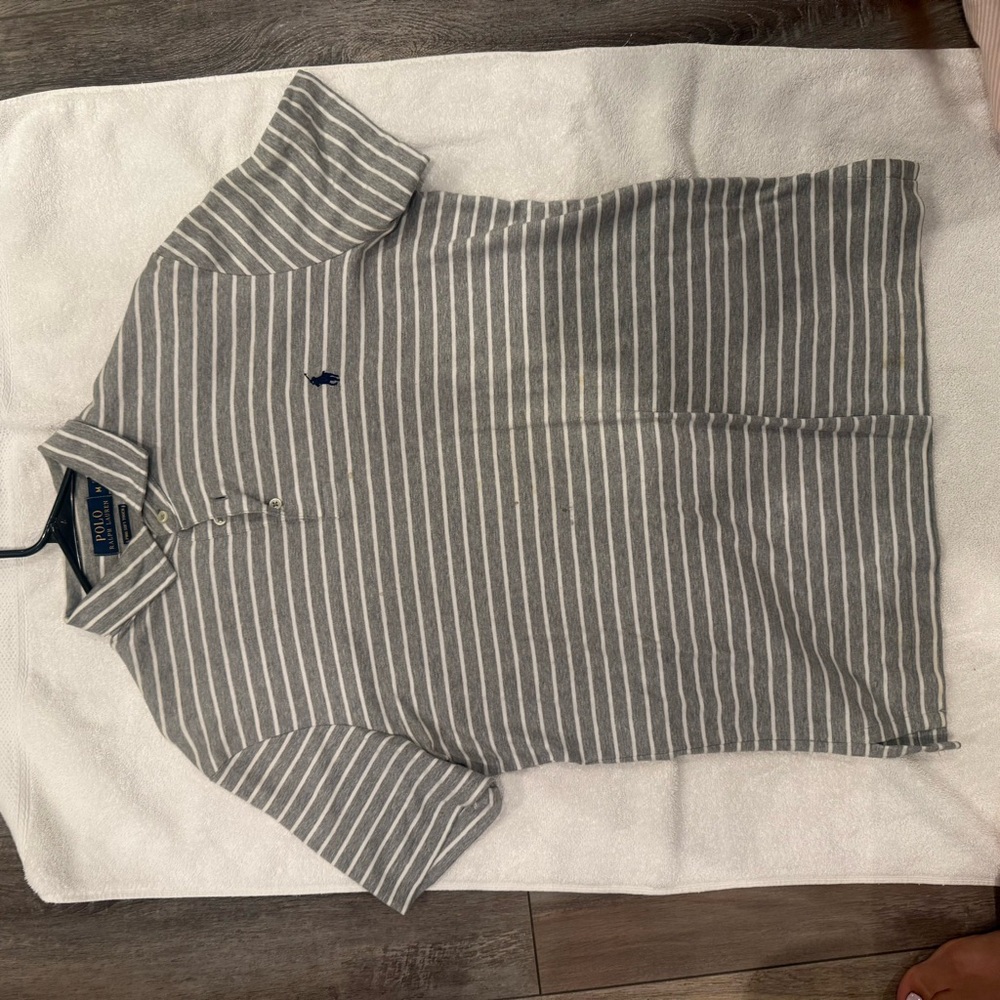 Pima Soft Touch Polo Ralph Lauren Gray Striped Polo Shirt